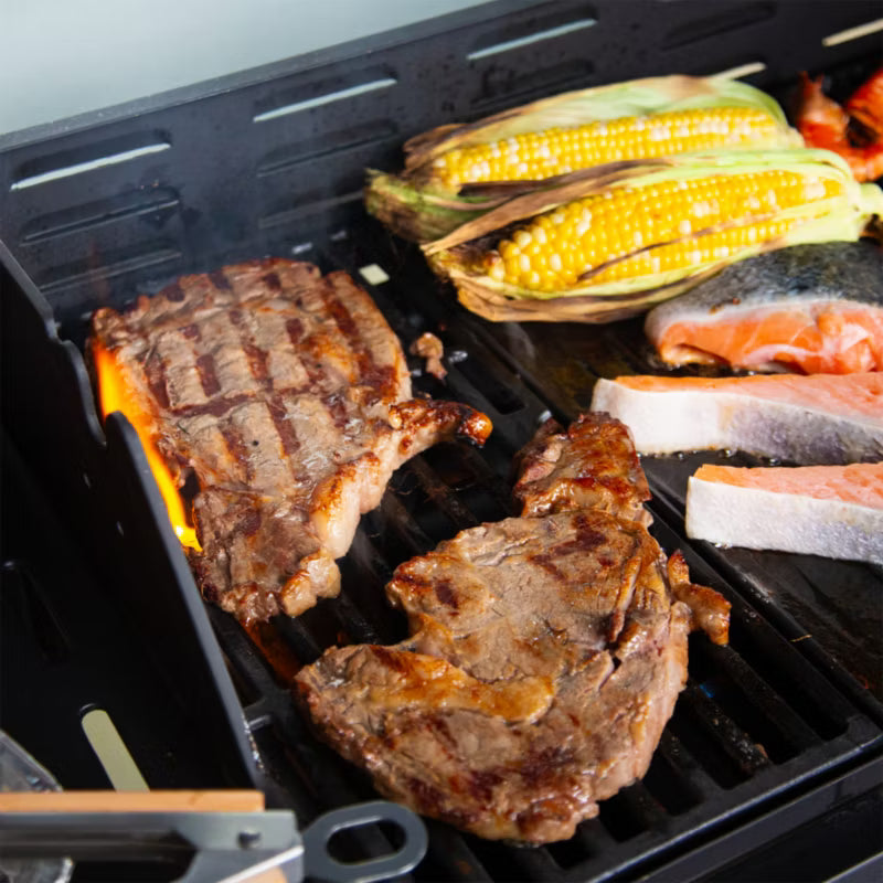 Gasgrill 4 Brændere med Glasrude Sort