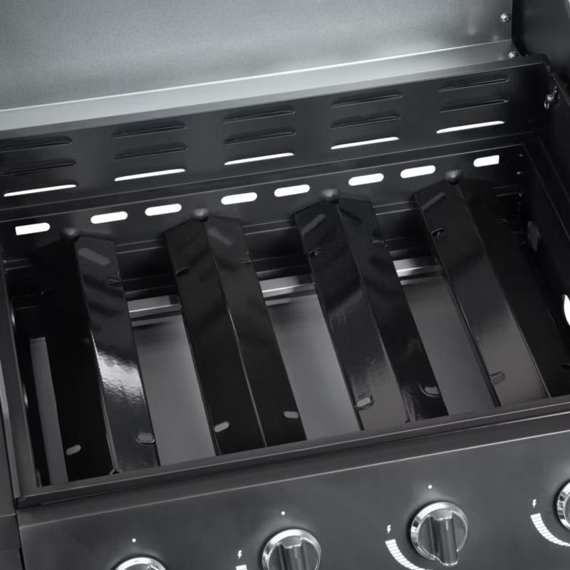 Gasgrill 4 Brændere med Glasrude Sort