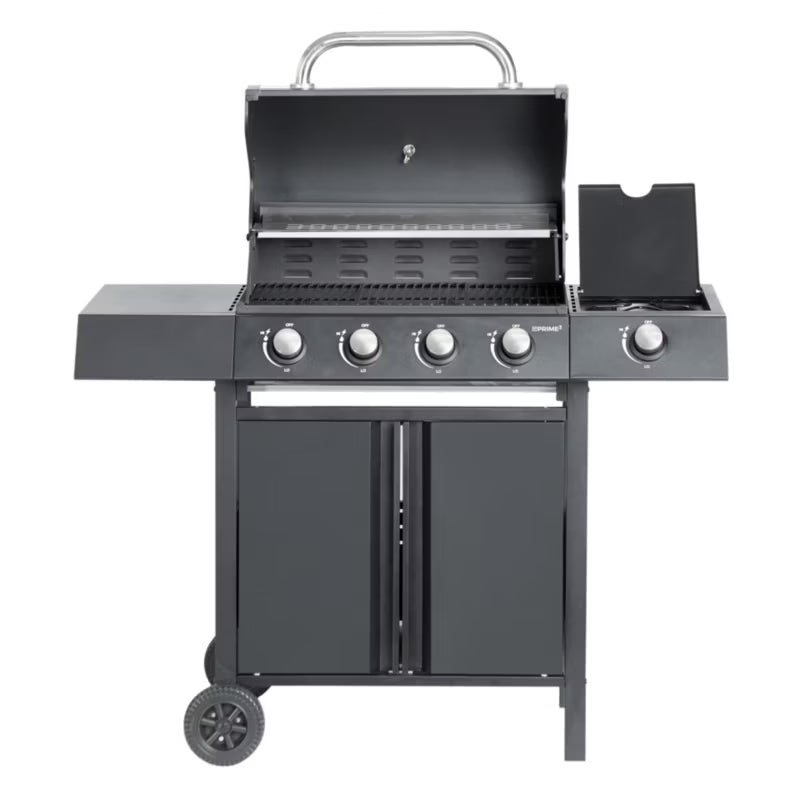 Gasgrill 4 Brændere med Sideblus Sort