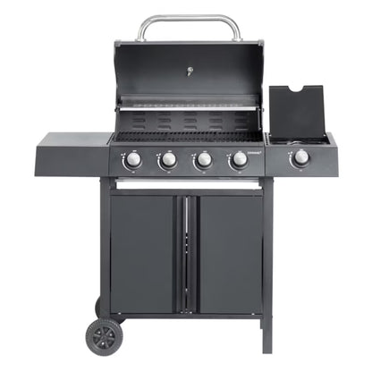 Gasgrill 4 Brændere med Sideblus Sort