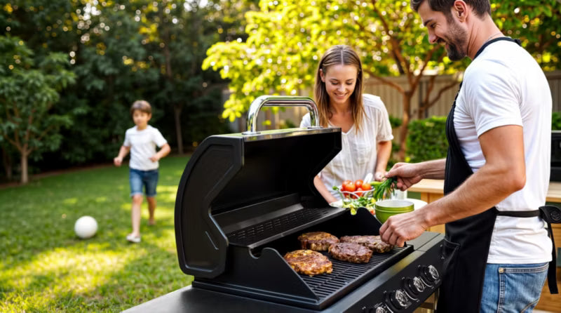 Gasgrill 4 Brændere med Sideblus Sort