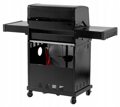 Gasgrill 4+1 140x118 cm Sort med Støbejernsrist