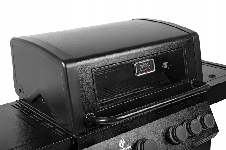 Gasgrill 4+1 140x118 cm Sort med Støbejernsrist