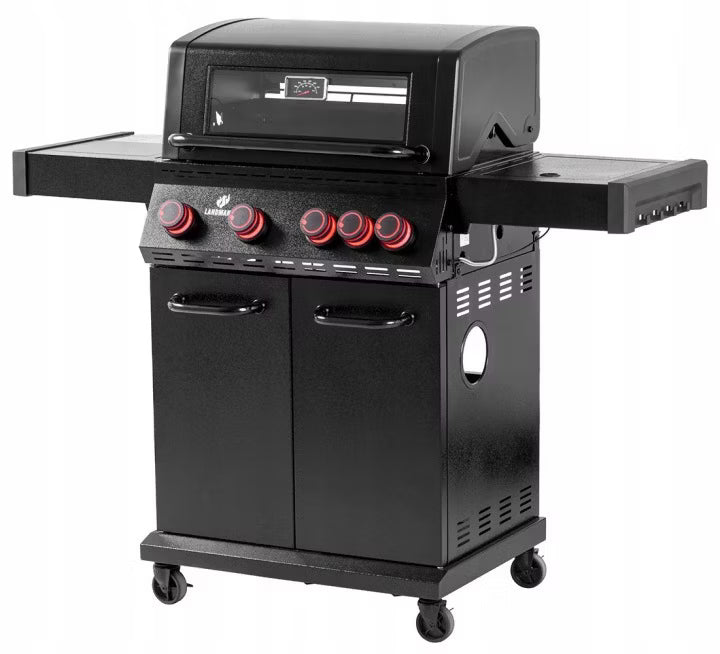 Gasgrill 4+1 140x118 cm Sort med Støbejernsrist