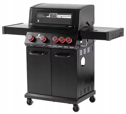 Gasgrill 4+1 140x118 cm Sort med Støbejernsrist