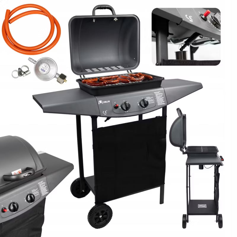 Gasgrill 5,4 kW 2 Brændere Sort