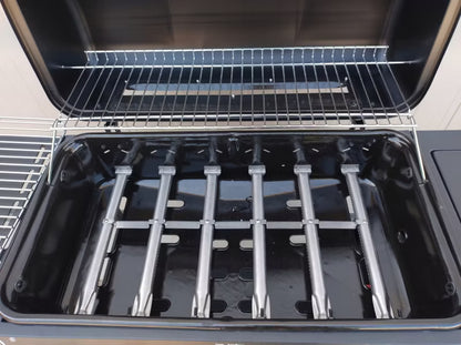 Gasgrill 6+1 Brændere 133x54 cm Sort 17,3 kW