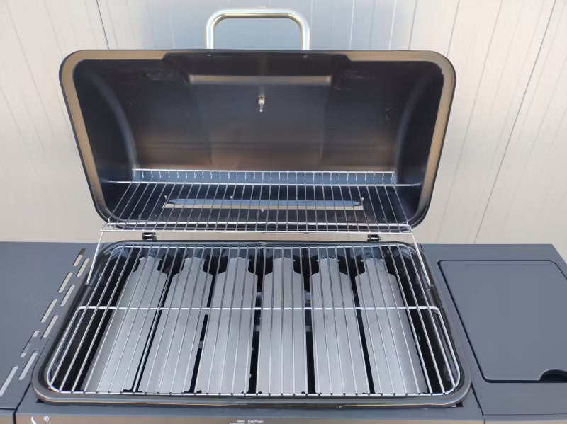Gasgrill 6+1 Brændere 133x54 cm Sort 17,3 kW