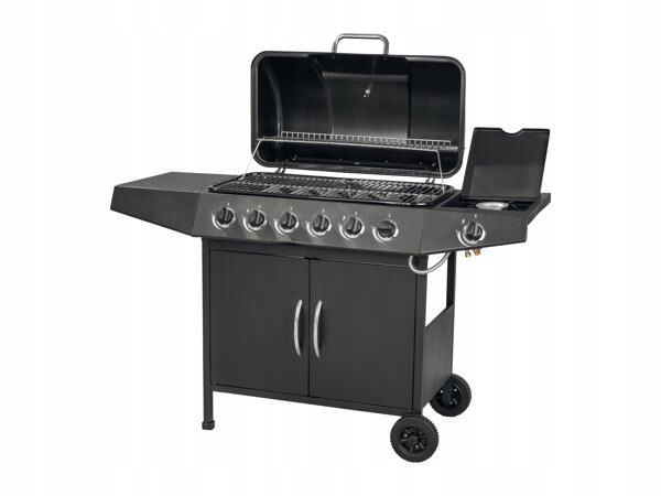 Gasgrill 6+1 Brændere 133x54 cm Sort 17,3 kW