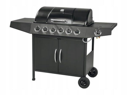 Gasgrill 6+1 Brændere 133x54 cm Sort 17,3 kW