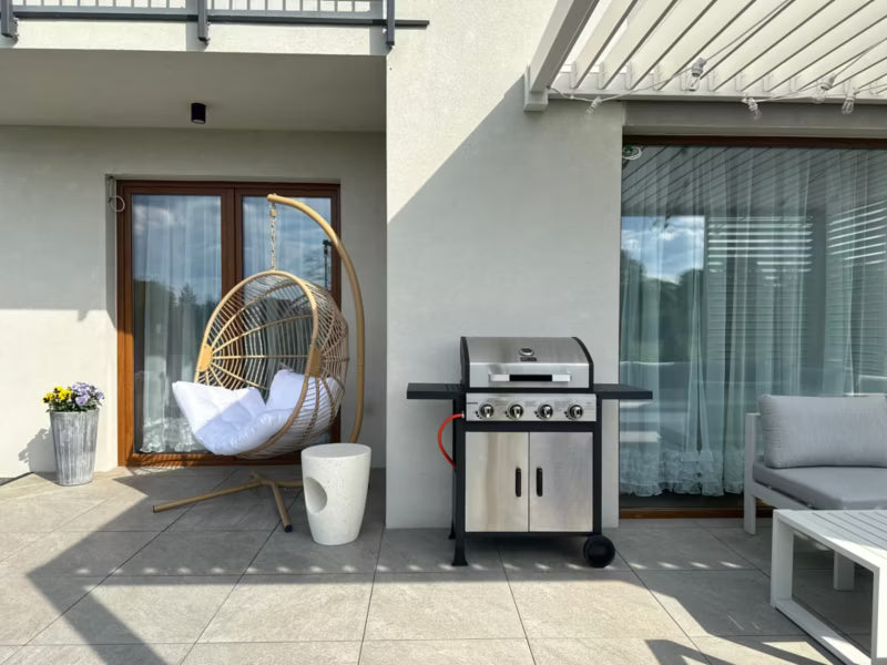 Gasgrill 6 Brændere 134x51 cm Sølv med Støbejernsrist