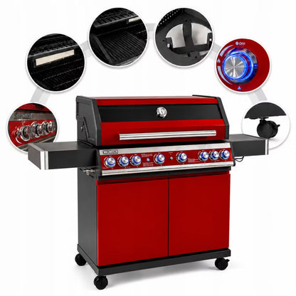 Gasgrill 8 Brændere 23,5 kW Rød