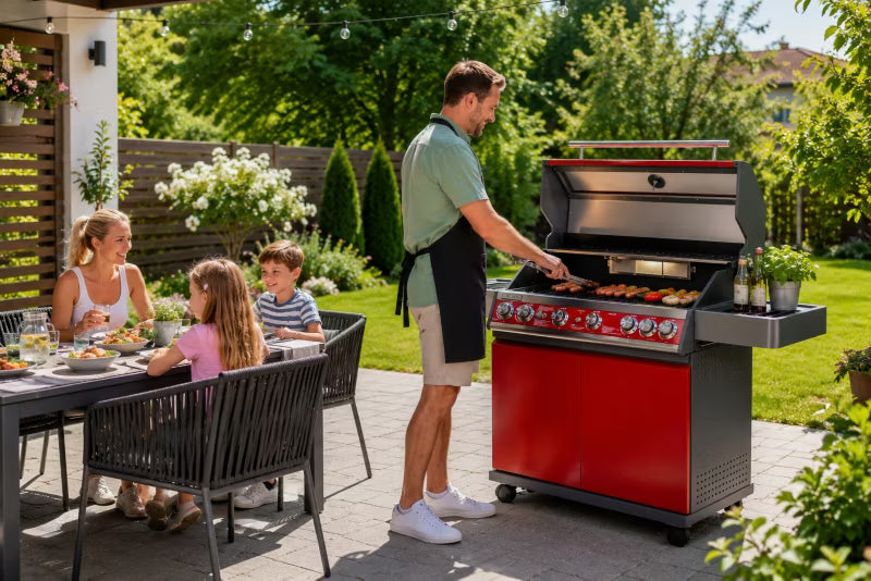 Gasgrill 8 Brændere 23,5 kW Rød