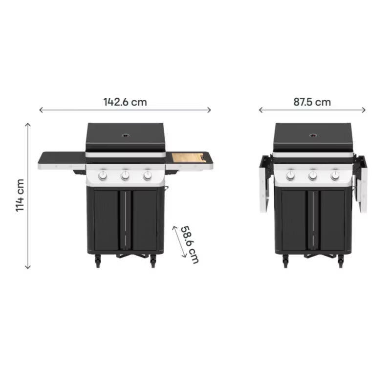 Gasgrill Attaia 3 Brændere Sort