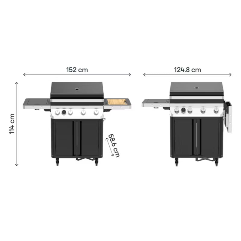 Gasgrill Attaia 4 Brændere Sort