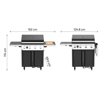 Gasgrill Attaia 4 Brændere Sort