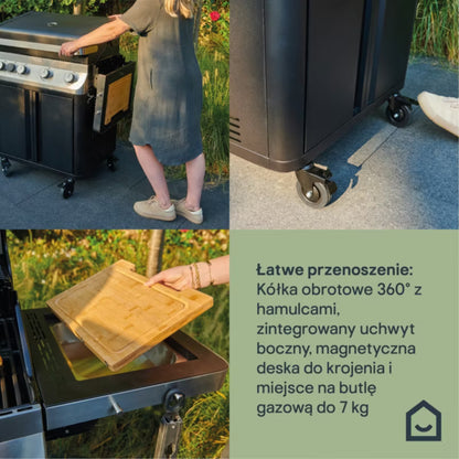 Gasgrill Attaia 4 Brændere Sort