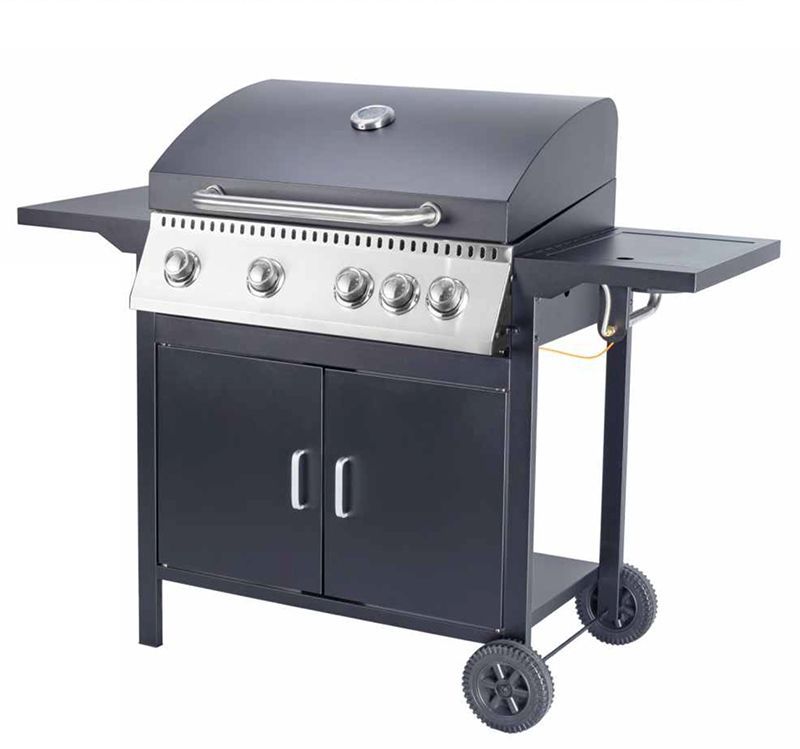Gasgrill BBQ - G029401 4+1 Brændere 14,5 kW Sort