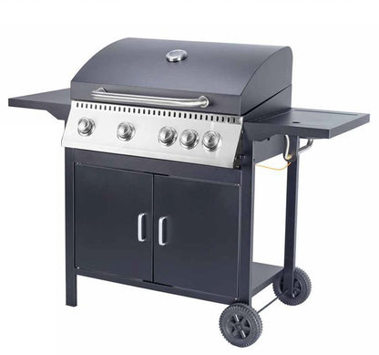 Gasgrill BBQ - G029401 4+1 Brændere 14,5 kW Sort