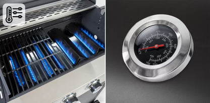 Gasgrill BD-897 4+1 Brændere Støbejernsrist Grå