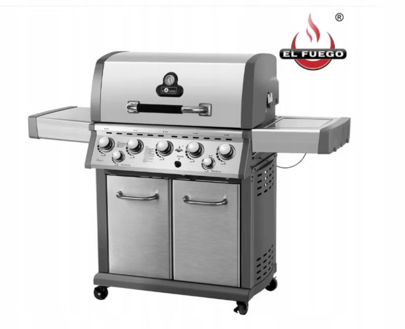 Gasgrill Bellevue 5+2 150x58 cm Sølv Rustfrit Stål