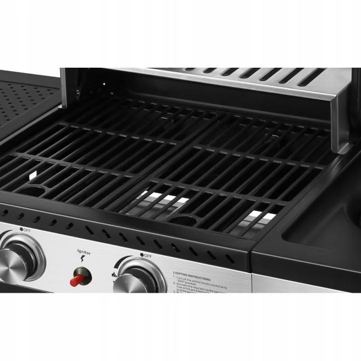 Gasgrill Brockton 2+1 8,5 kW Sort Støbejernsrist