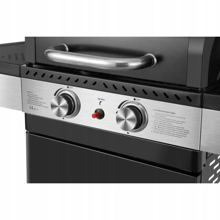 Gasgrill Brockton 2+1 8,5 kW Sort Støbejernsrist