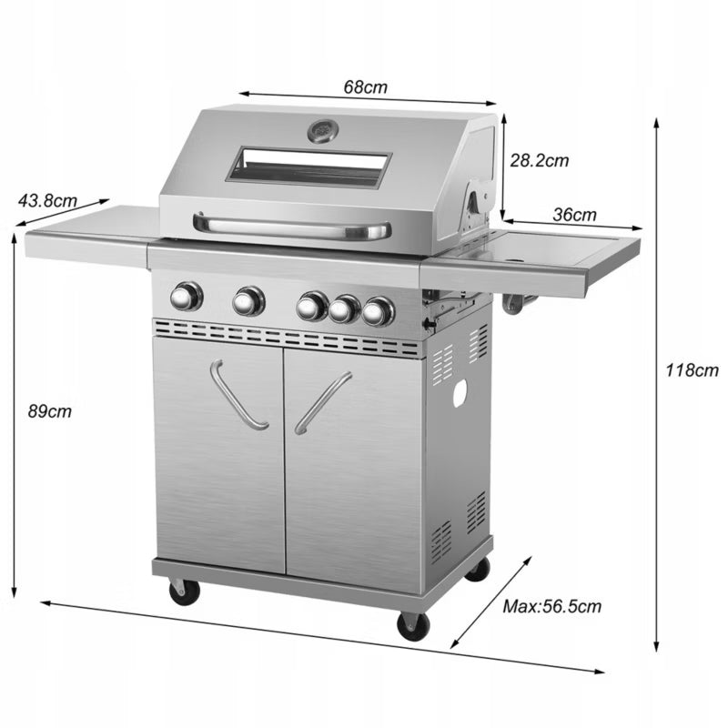 Gasgrill CINCINNATI 4+1 141x119 cm Sølv