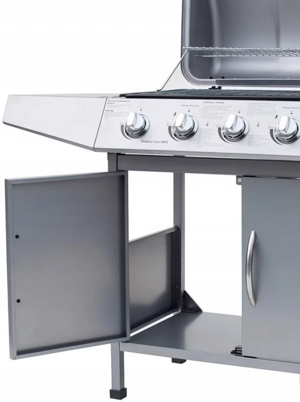 Gasgrill Dayton 12,3 kW 4+1 Paln. Sølv