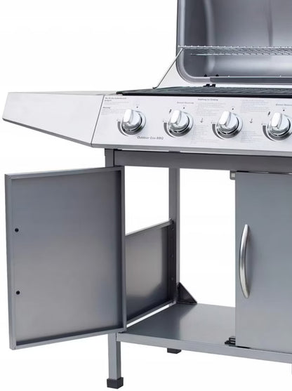 Gasgrill Dayton 12,3 kW 4+1 Paln. Sølv