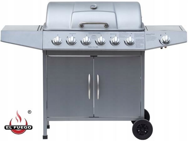 Gasgrill DAYTON 6+1 133x54 cm Sølv