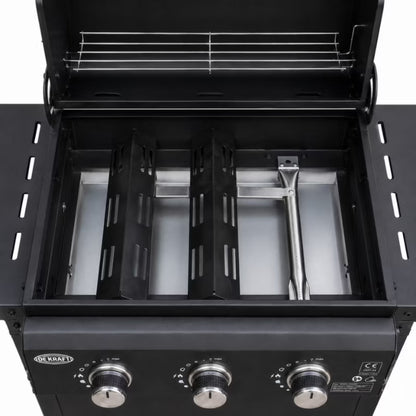 Gasgrill DE-G300-CABRIO 3 Brændere 8,1 kW Sort