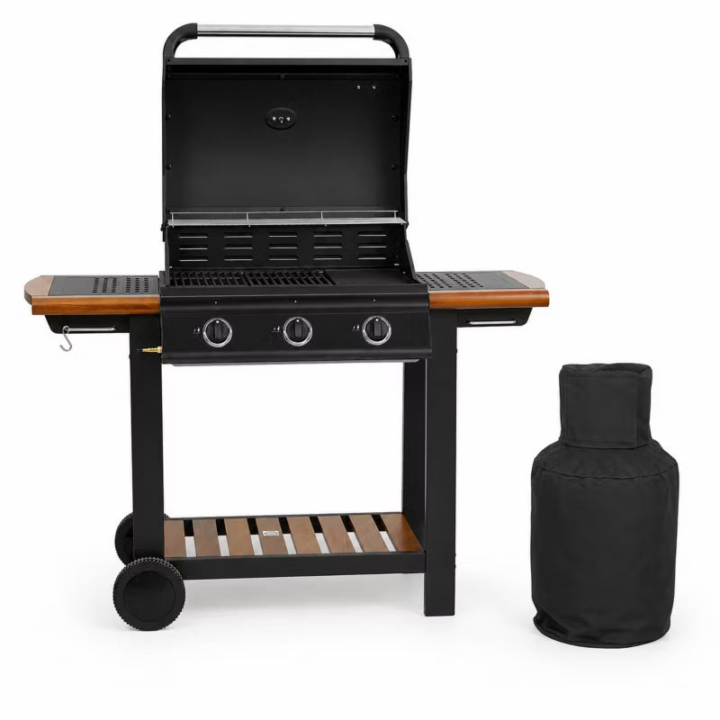 Gasgrill DE-G30D 3 Brændere 130x55 cm Sort