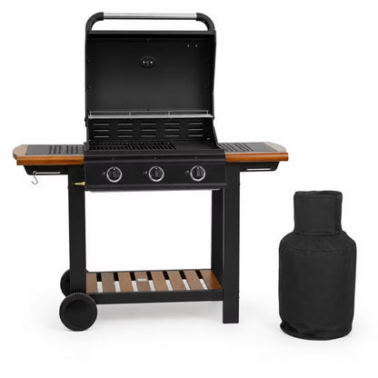 Gasgrill DE-G30D 3 Brændere 130x55 cm Sort
