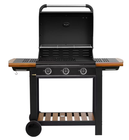Gasgrill DE-G30D 3 Brændere 130x55 cm Sort