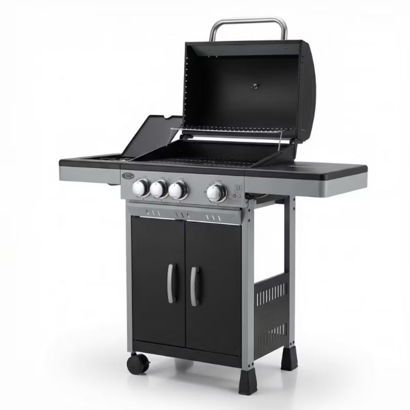Gasgrill DE-G31 3+1 Brændere Støbejernsrist Sort