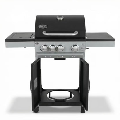 Gasgrill DE-G31 3+1 Brændere Støbejernsrist Sort