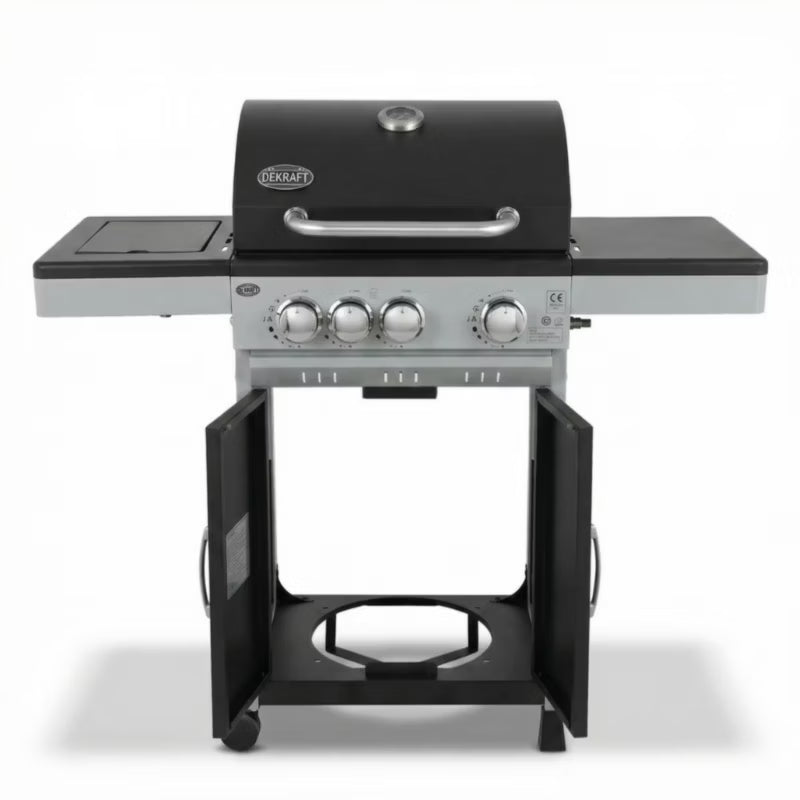 Gasgrill DE-G31 3+1 Brændere Støbejernsrist Sort