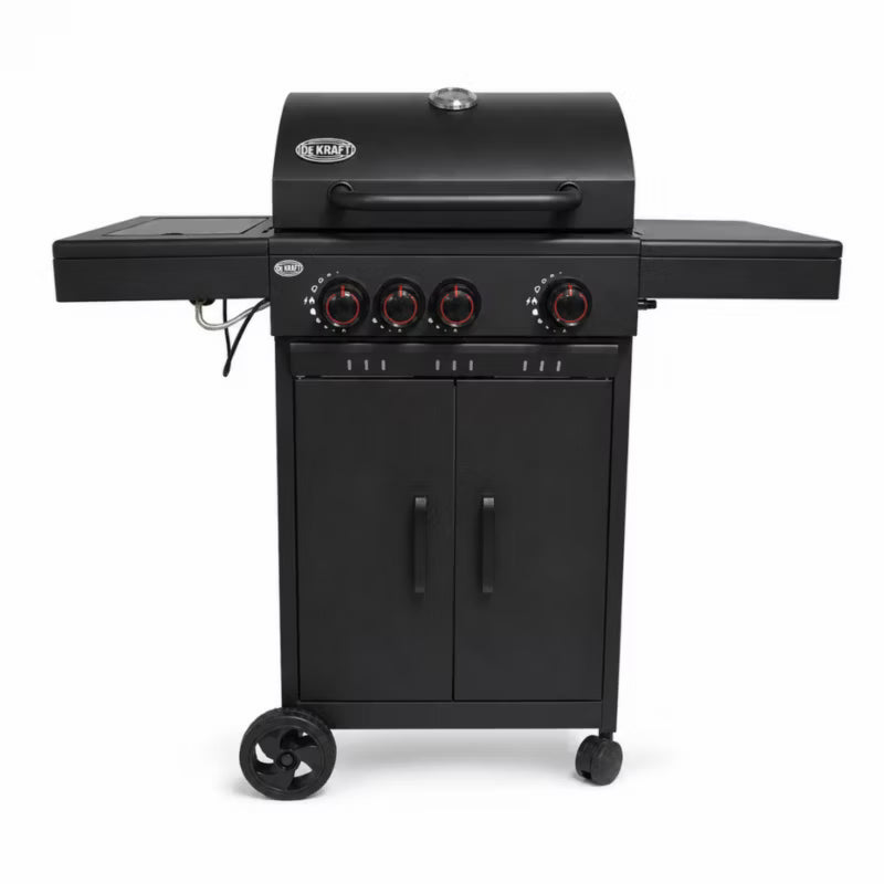 Gasgrill DE-G31 3+1 Brændere Sort Støbejernsrist