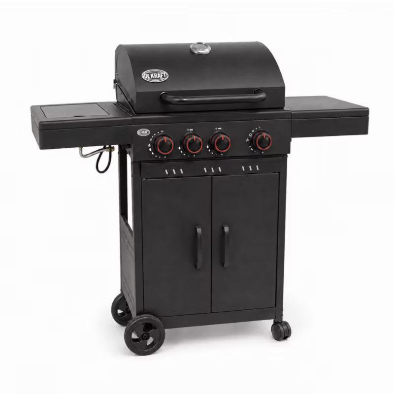 Gasgrill DE-G31 3+1 Brændere Sort Støbejernsrist