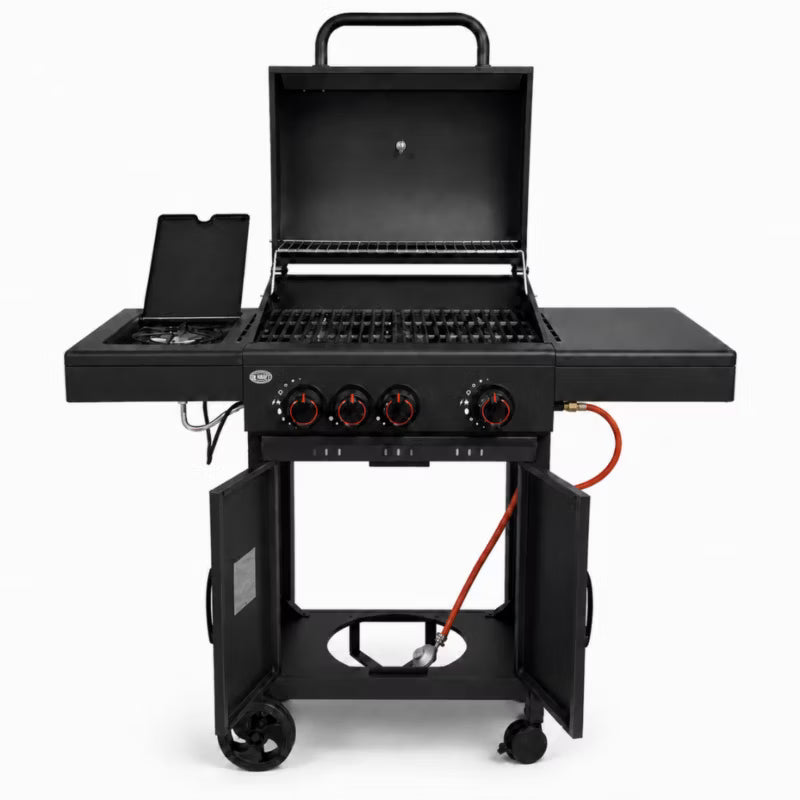 Gasgrill DE-G31 3+1 Brændere Sort Støbejernsrist