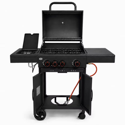 Gasgrill DE-G31 3+1 Brændere Sort Støbejernsrist