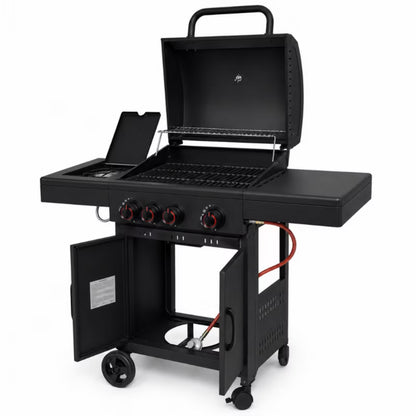 Gasgrill DE-G31 3+1 Brændere Sort Støbejernsrist