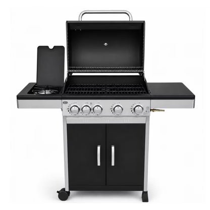 Gasgrill DE-G41 4+1 Brændere Støbejernsrist Sort