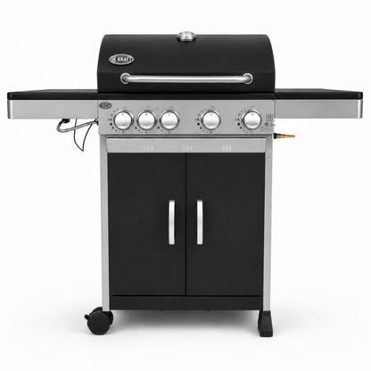 Gasgrill DE-G41 4+1 Brændere Støbejernsrist Sort