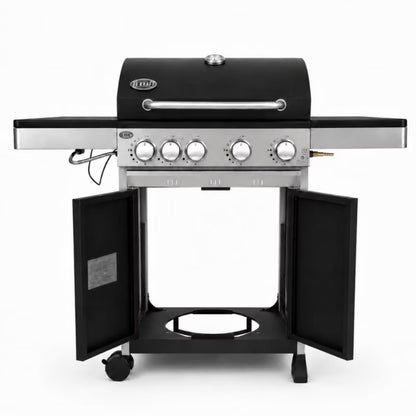 Gasgrill DE-G41 4+1 Brændere Støbejernsrist Sort
