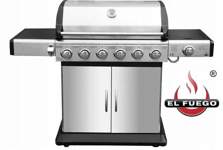 Gasgrill DELUXE 6+1 Brændere Sølv