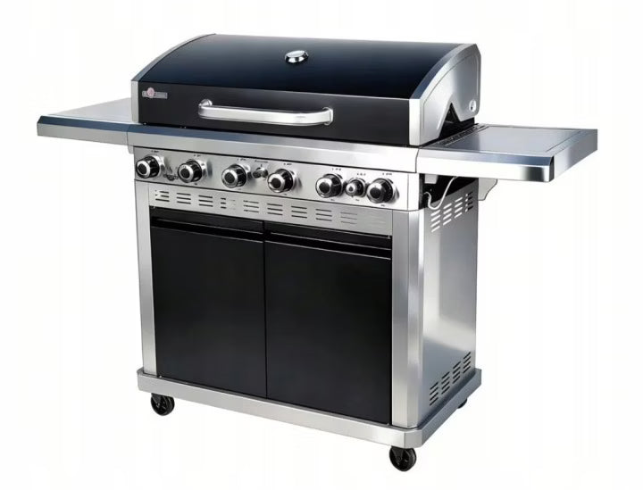 Gasgrill DETROIT 6+1 med Støbejernsrist Sort