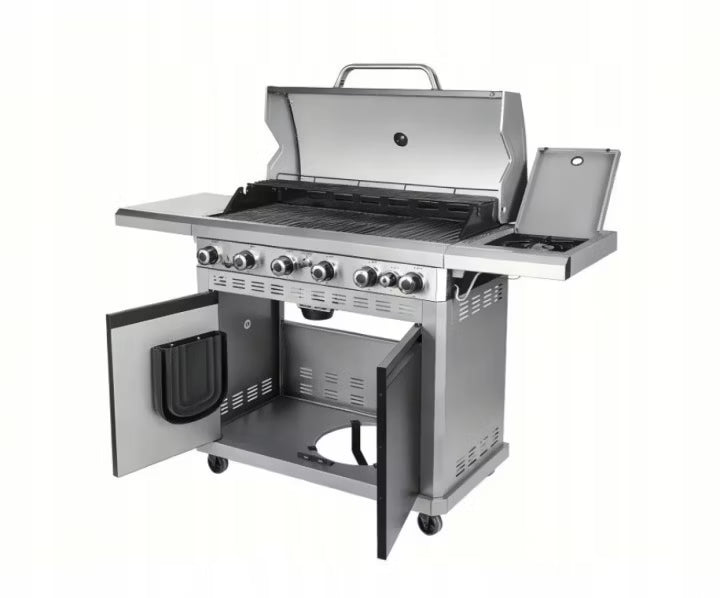 Gasgrill DETROIT 6+1 med Støbejernsrist Sort
