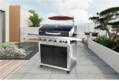 Gasgrill DETROIT 6+1 med Støbejernsrist Sort